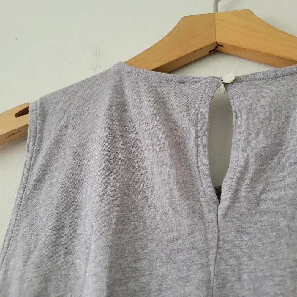 J.Crew Sleeveless Chambray Peplum Top Striped Gray Blue XS